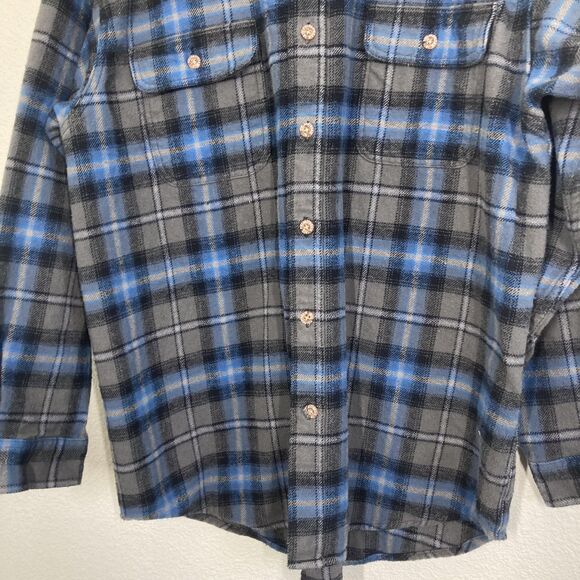 Field & Stream Shirt Mens XL Blue Gray Plaid Flannel Button Up Outdoor Workwear - Picture 5 of 16